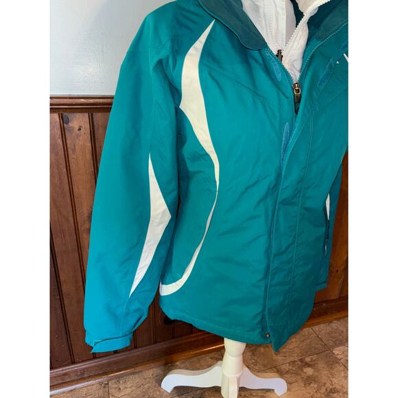 North Face Womens HyVent TriClimate 3-in-1 Winter Hooded Jacket Teal White XS - Picture 3 of 16